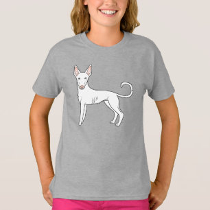 Witte Ibizan Hound Gladde Vacht Mooie Cartoon Hond T-shirt