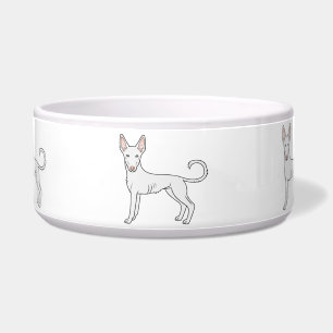 Witte Ibizan Hound Gladde Vacht Mooie Cartoon Hond Voerbakje
