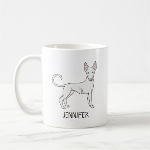 Witte Ibizan Hound met gladde vacht Cartoon Hond & Koffiemok