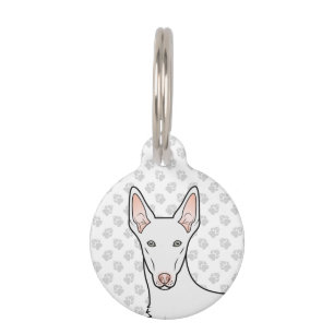 Witte Ibizan Hound met gladde vacht Cartoon Honden Huisdierpenning