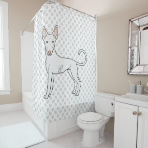 Witte Ibizan Hound met gladde vacht Cartoonhond &  Douchegordijn