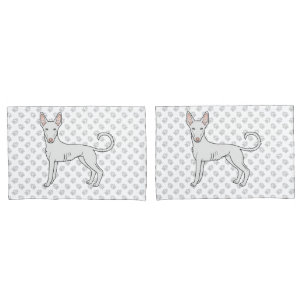 Witte Ibizan Hound met gladde vacht Cartoonhond & Kussensloop