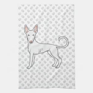 Witte Ibizan Hound met gladde vacht Cartoonhond &  Theedoek