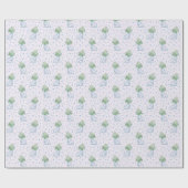 Witte Ice Schaatsen Blauw Sneeuwvlokken Roze Kerst Cadeaupapier (Vlak)