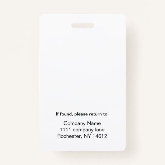 Witte ID-badge Badge (Achterkant)