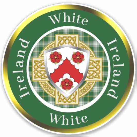 Witte Ierse Schild/Keltisch Kruis Persoonlijk Sticker (Voorkant)