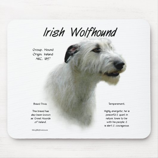 Witte Ierse wolfshond geschiedenis Muismat (Voorkant)