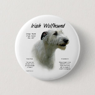 Witte Ierse wolfshond geschiedenis Ronde Button 5,7 Cm