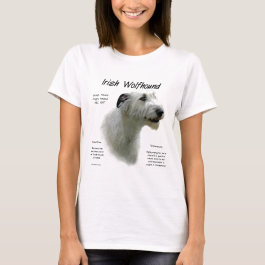 Witte Ierse wolfshond geschiedenis T-shirt (Voorkant)