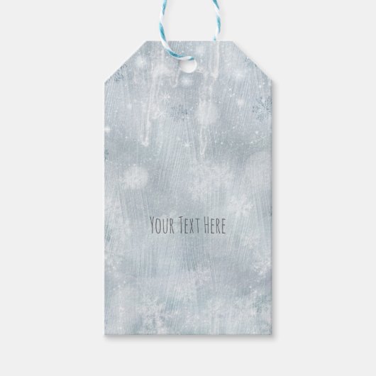 Witte Ijs Sneeuwvlokken Winter Wonderland Cadeaulabel (Voorkant)