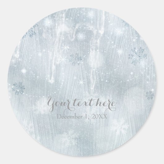 Witte Ijs Sneeuwvlokken Winter Wonderland Favor Ronde Sticker (Voorkant)