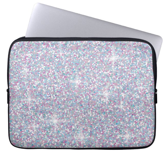 Witte ijsglitter laptop sleeve (Voorkant)