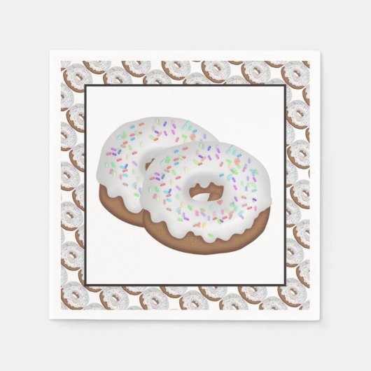 Witte ijskoude donut papieren servetten (Voorkant)