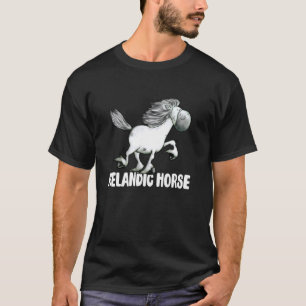 Witte IJslandse Paard Cartoon Gangbare Paarden Paa T-shirt