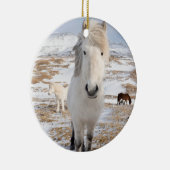 Witte IJslandse paarden, IJsland Keramisch Ornament (Rechts)