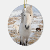 Witte IJslandse paarden, IJsland Keramisch Ornament (Links)