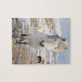 Witte IJslandse paarden, IJsland Legpuzzel (Horizontaal)