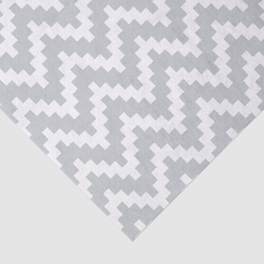 Witte Ikat Chevron op lichtgrijze achtergrond Tissuepapier (Detail)