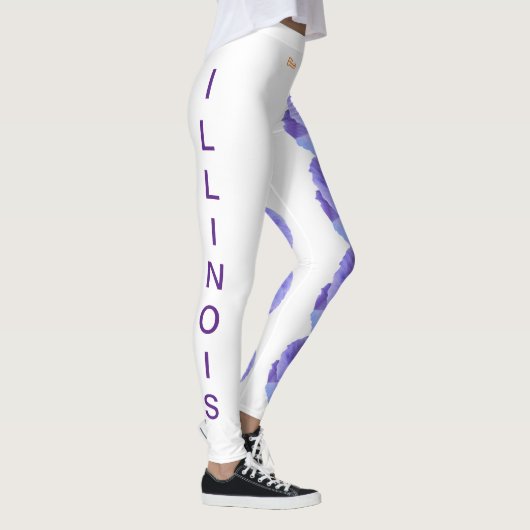 Witte Illinois Staatsbloem Blauwe Violet Leggings (Rechts)