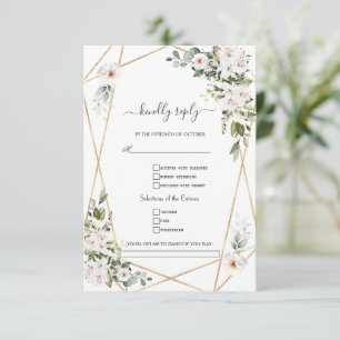 Witte Imperiale Lelie Rozen Lied Verzoek Bruiloft RSVP Kaartje