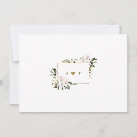 Witte Imperiale Lelies Roze Gouden Bruiloft Save The Date (Achterkant)