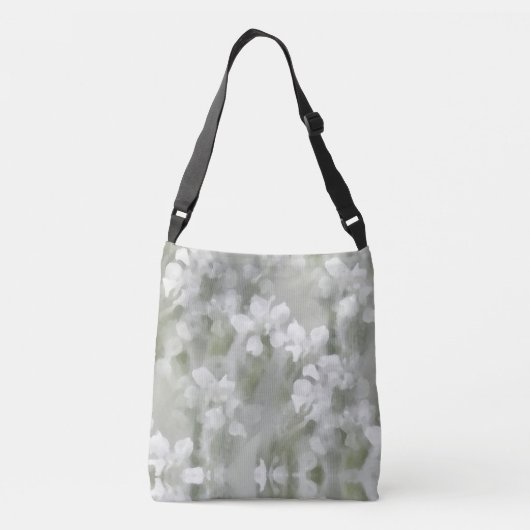 Witte Impressionistische Botanische Kunst met Naam Crossbody Tas (Achterkant)