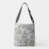 Witte Impressionistische Botanische Kunst met Naam Crossbody Tas (Voorkant)