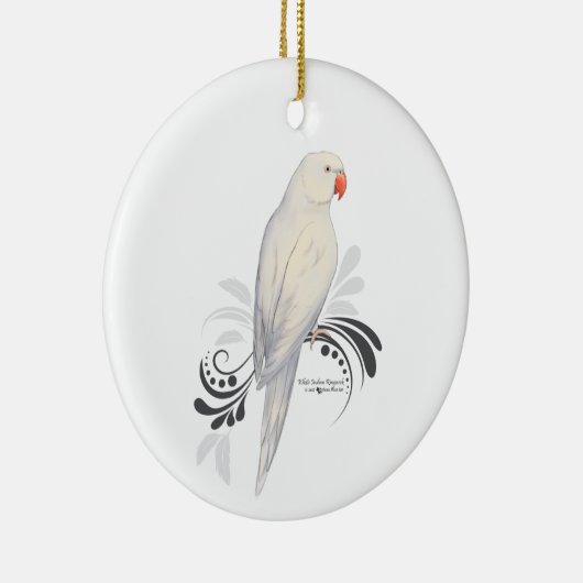 Witte Indische ringnek Parrot Keramisch Ornament (Rechts)