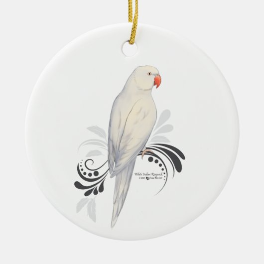 Witte Indische ringnek Parrot Keramisch Ornament (Voorkant)