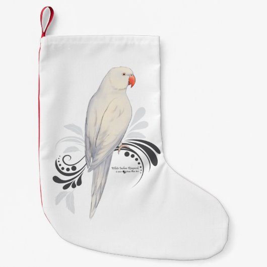 Witte Indische ringnek Parrot Kleine Kerstsok (Voorkant)