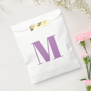 Witte initiaal-lavender op monogram aanpassen bedankzakje