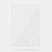 Witte Initialen bruiloft welkom teken Acryl Bord (Voorkant)