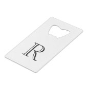 Witte initiële roestvrijstalen flesopener creditkaart flessenopener (Voorkant Gekanteld)