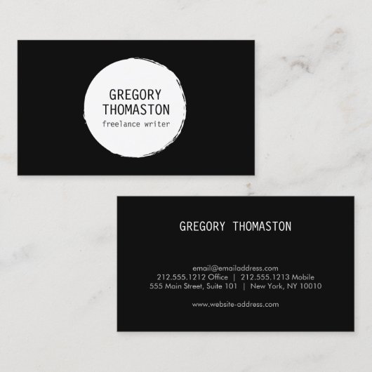 Witte inkt Blot Circle Logo Visitekaartje (Voorkant / Achterkant)