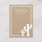 Witte inkt op kraft cactus oorbellen displaykaart visitekaartje (Voorkant)