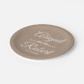 Witte inkt typografie kraftpapier rustieke trouw papieren bordje (Gekanteld)