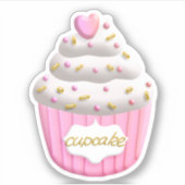 Witte inktroze goudspringen | Cupcake-Sticker Sticker (Voorkant)