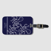 Witte inktvis (blauwe zee-kust) bagagelabel (Voorkant (horizontaal))