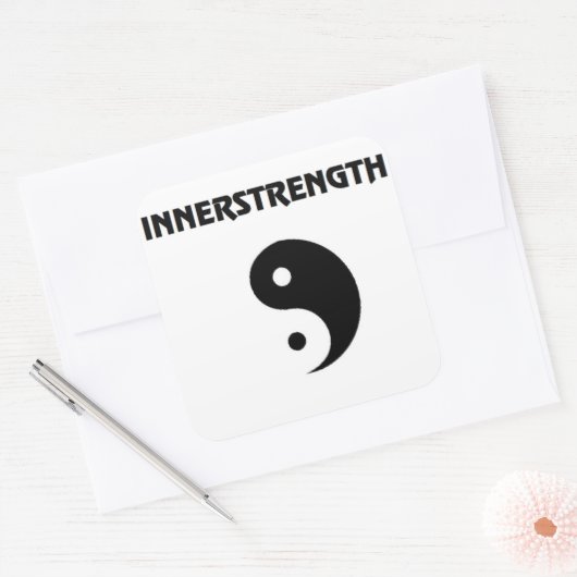 Witte INNERSTRENGTH stikker Vierkante Sticker (Envelop)