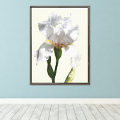 Witte iris bloem canvas foto kunst afdruk (Insitu (Houten vloer))