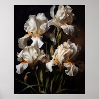 Witte Iris Bloemen Kunstprint Poster