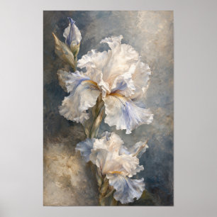 Witte Iris Fijne Kunst Bloemschildering aan de Muu Poster