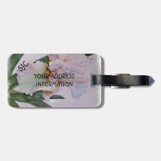 WITTE IRIS GEÏNVLOED BAGAGELABEL (Achterkant horizontaal)