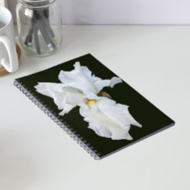 Witte Iris met Baard op Zwarte Achtergrond Notitieboek