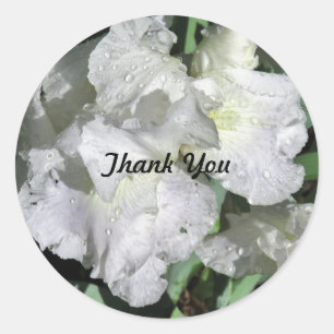 Witte Iris met Regendruppels Dank je sticker