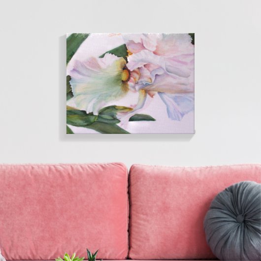 WITTE IRIS-STROOM GEWRAPPEERD CANVAS AFDRUK (Insitu (Woonkamer))