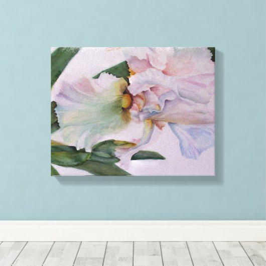 WITTE IRIS-STROOM GEWRAPPEERD CANVAS AFDRUK (Insitu (Houten vloer))