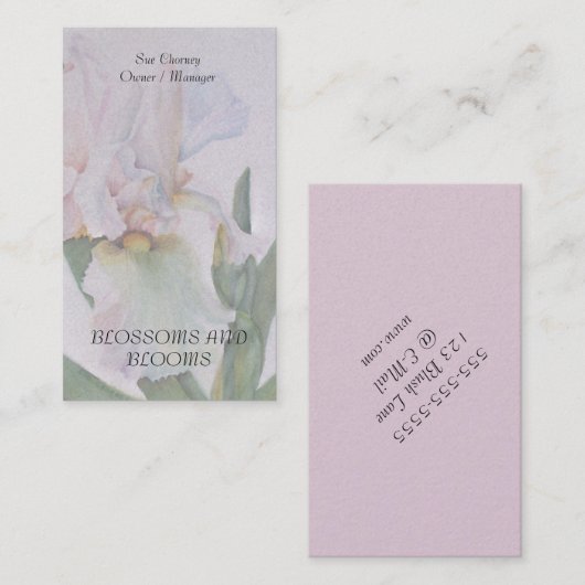 WITTE IRIS-WATERVERF VISITEKAARTJES (Voorkant / Achterkant)