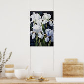 Witte Irissen Bloemenkunst Print Poster (Keuken)