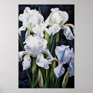 Witte Irissen Bloemenkunst Print Poster